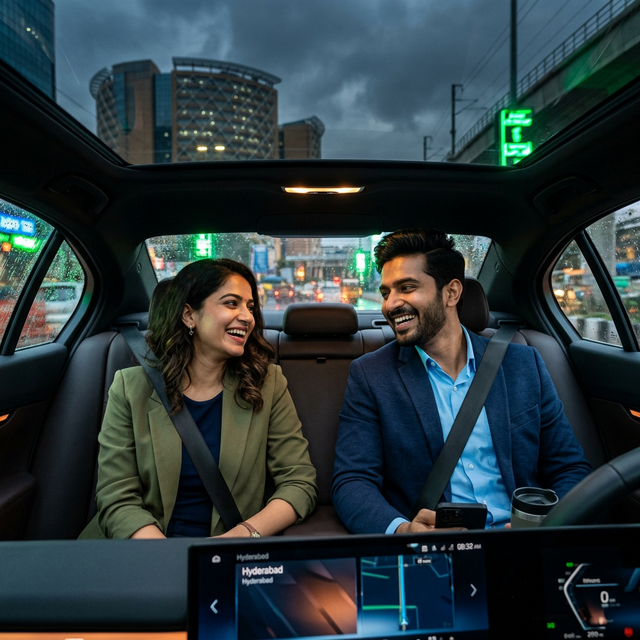 Colleagues commuting in Hyderabad